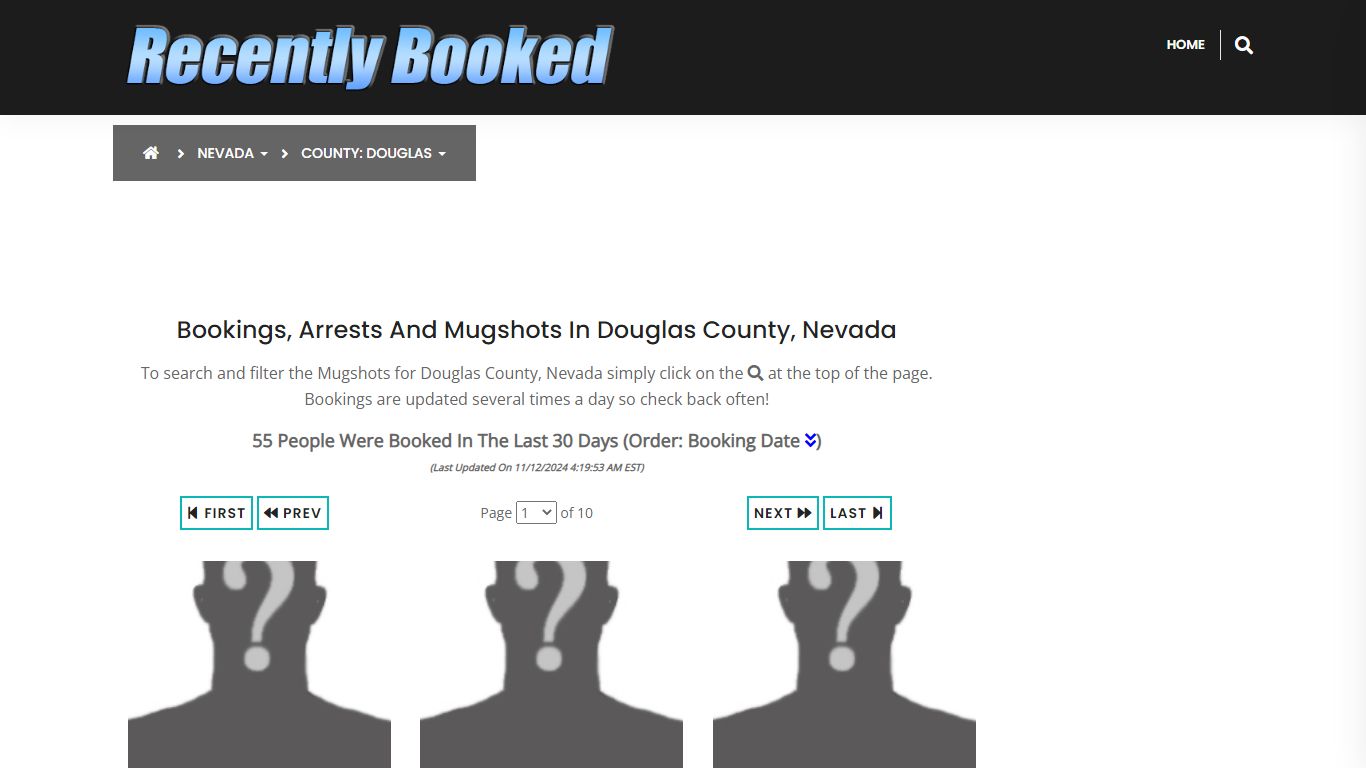 Bookings, Arrests and Mugshots in Douglas County, Nevada - Recently Booked