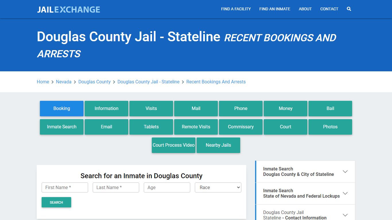 Douglas County Jail - Stateline NV Recent Arrests and Bookings