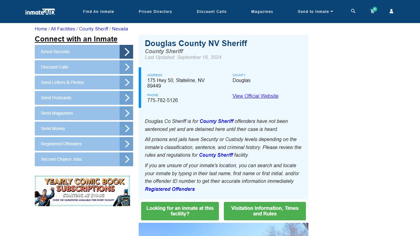 Douglas County NV Sheriff & Arrest Search - InmateAid